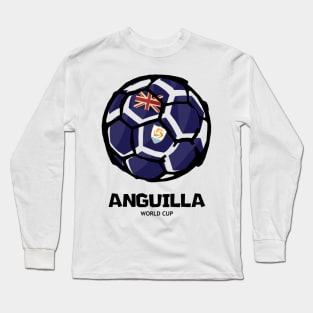 Anguilla Football Country Flag Long Sleeve T-Shirt